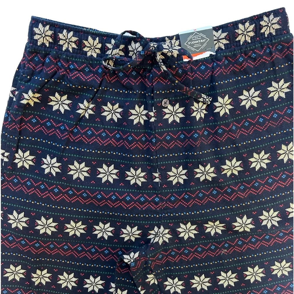 NEW St John’s Bay Men’s Flannel Pajama Pants Fair Isle Print Size Medium